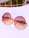 Kids Wave Frame Vintage Round Frame Sunglasses